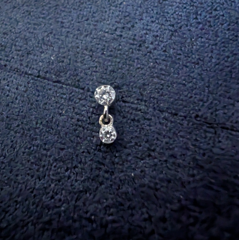 **SOLD** Maria Tash White Gold Invisible Diamond Dangle Threaded Stud 2mm/1.5mm